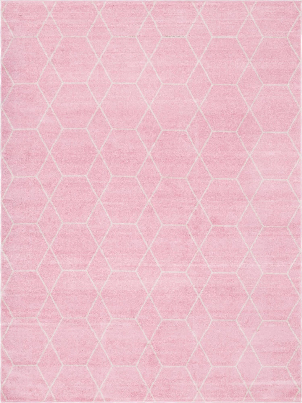 Unique Loom Trellis Frieze Collection Area Rug - Geometric (10' x 13', Light Pink/ Ivory)