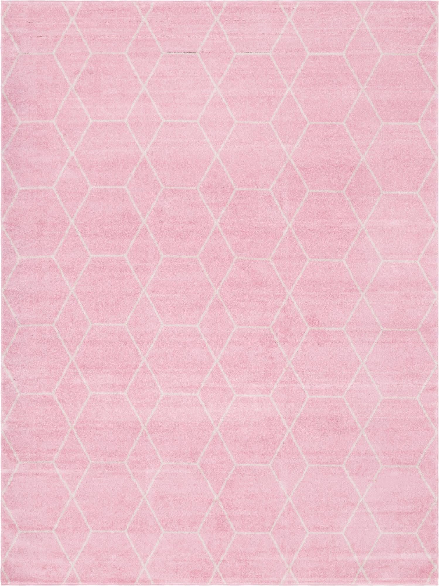 Unique Loom Trellis Frieze Collection Area Rug - Geometric (10' x 13', Light Pink/ Ivory)