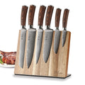 Wakoli EDIB 6-Piece Damascus Knife Block Set – Professional Kitchen Knives with Magnetic Acacia Block – Kitchen Knife Set made of 67-Layer Damascus Steel Blades & Ergonomic Pakkawood Handles
