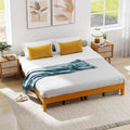 FDW Solid Wood Platform Bed Frame King Size, Wooden Bed Base with Sturdy Slat Support, No Box Spring Needed, Noise-Free Design, Easy Assembly, Stylish & Durable, Brown