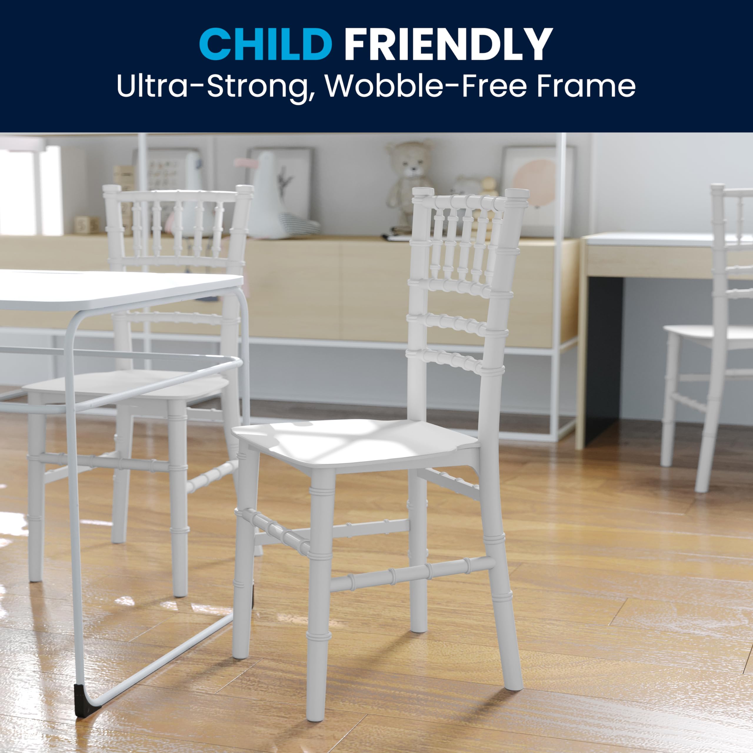 Flash Furniture Hercules Series Children's Resin Event Chairs, Commercial/Residential All Occasion Chairs for Kids, 330 lb. Static Weight Capacity, Set of 10, White