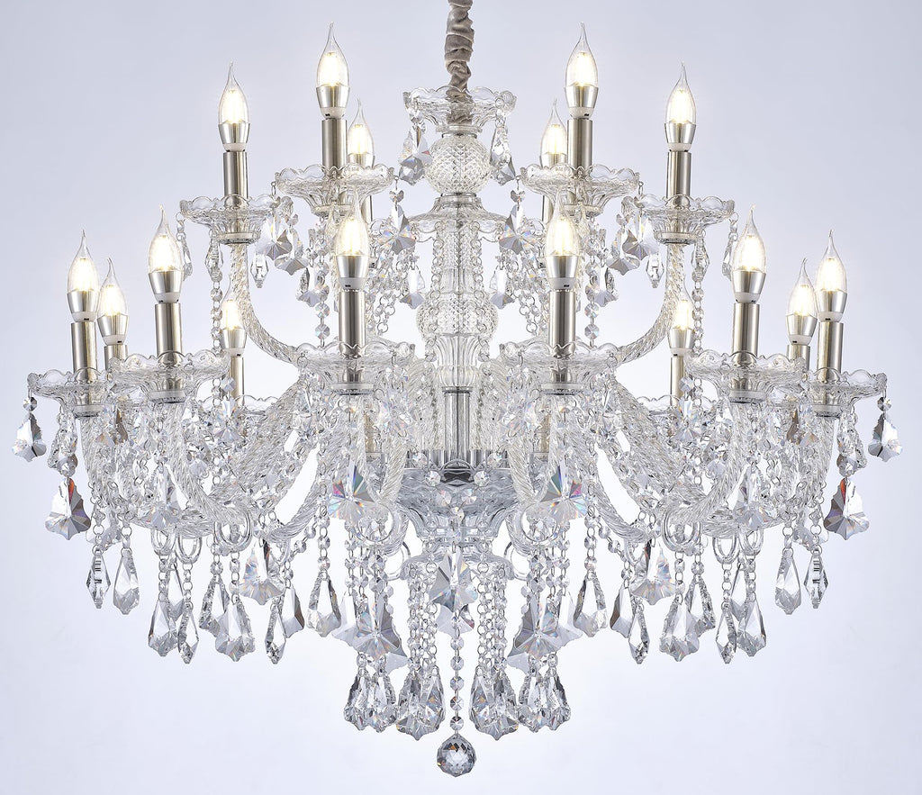 ARRKOYAA Clear 18 Lights K9 Crystal Chandelier,Chandeliers for Dining Room,Bedroom,Living Room, Candle Pendant Lamp Ceiling Lighting, 39 inch x32 Inch (Color: Clear) with 18pcs 5W E12 LED Bulbs.