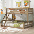 Merax Twin XL Over Queen Floor Bunk Bed with Ladder and Guardrails, Bedroom Wood Bunk Bed Frame for Kids/Teens/Youths/Adults, Space Saving & Noise Free, No Box Spring Needed, Walnut Brown
