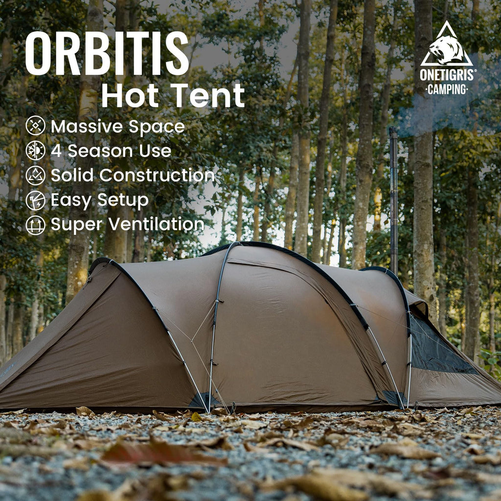 OneTigris ORBITIS Hot Tent, Waterproof 4 Person Tent with Full Size Footprint, 4 Season Tents for Camping, Hiking, Bushcraft, Car Trips