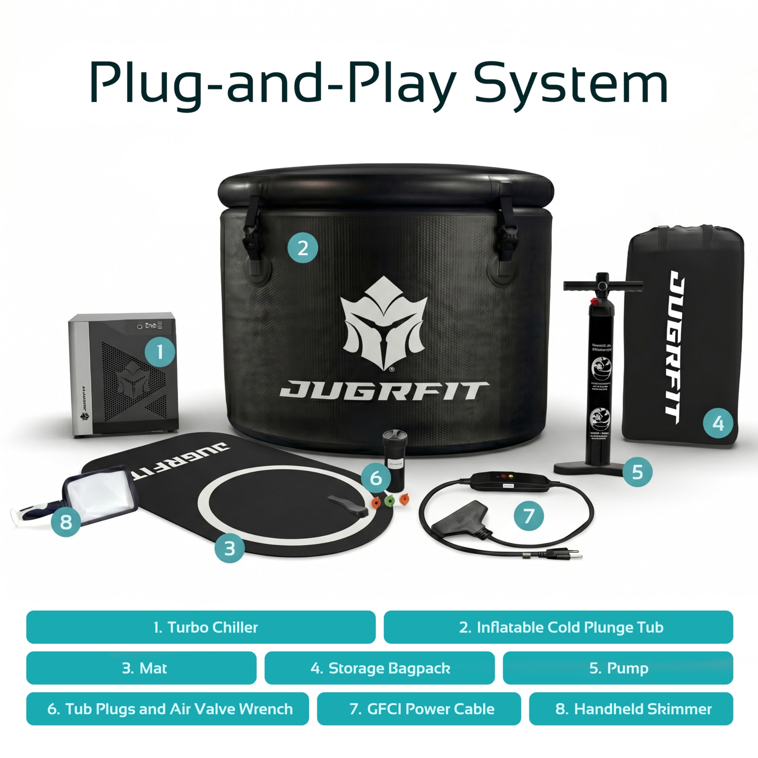 JUGRFIT 108-Gallon Barrel Pro-Grade Cold Plunge Tub with Water Chiller – Ice-Free At-Home Recovery, Built-in Filtration, Weatherproof & Durable