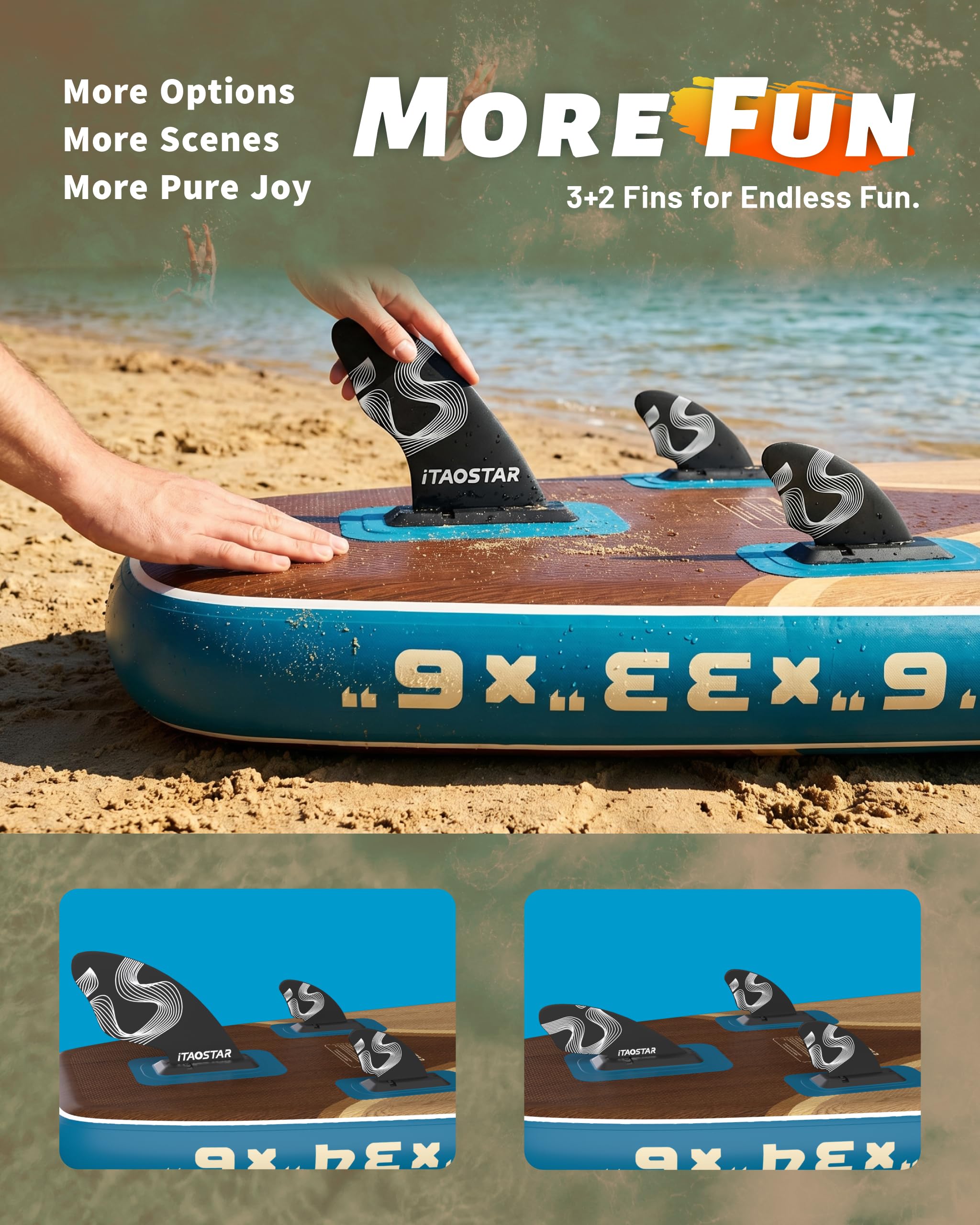 iTAOSTAR W02C 34" Super Wide Paddle Board, More Fun Inflatable Paddle Board with 5 Fins for Better Balance, Stand Up Paddleboard with Premium SUP Accessories for Adults of All Skill Levels
