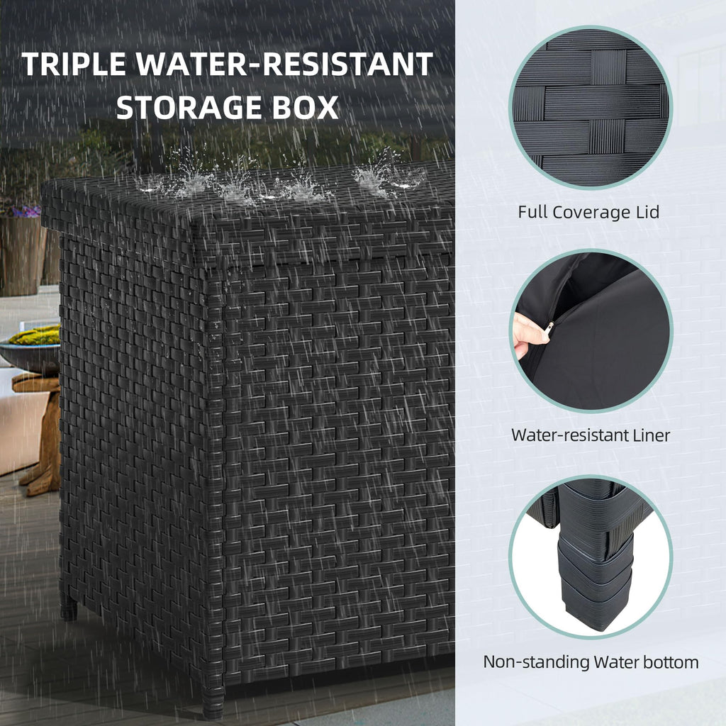 YITAHOME 260 Gallon Wicker Deck Box, XXL All-Weather Outdoor Storage Box, Extra Large Rattan Storage Bin for Patio Furniture, Outdoor Cushions, Pool Storage and Garden Tools (Black)