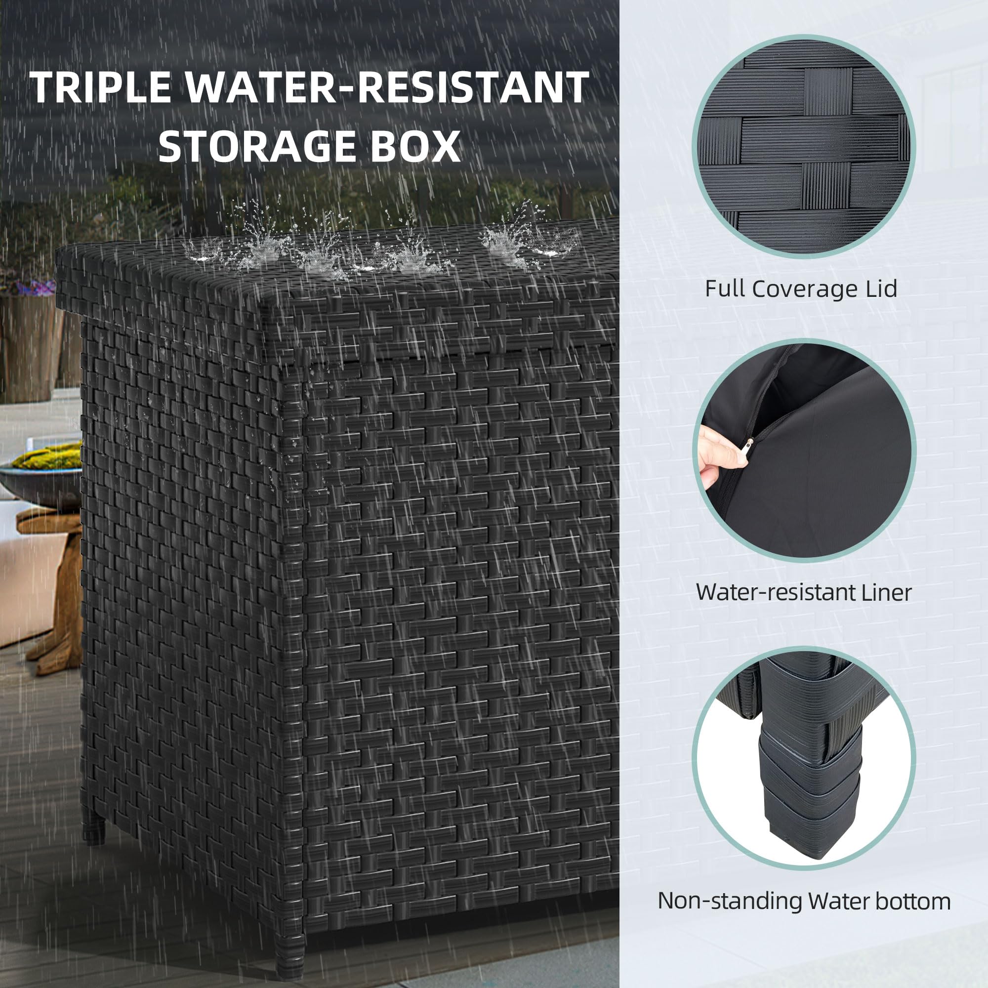 YITAHOME 260 Gallon Wicker Deck Box, XXL All-Weather Outdoor Storage Box, Extra Large Rattan Storage Bin for Patio Furniture, Outdoor Cushions, Pool Storage and Garden Tools (Black)