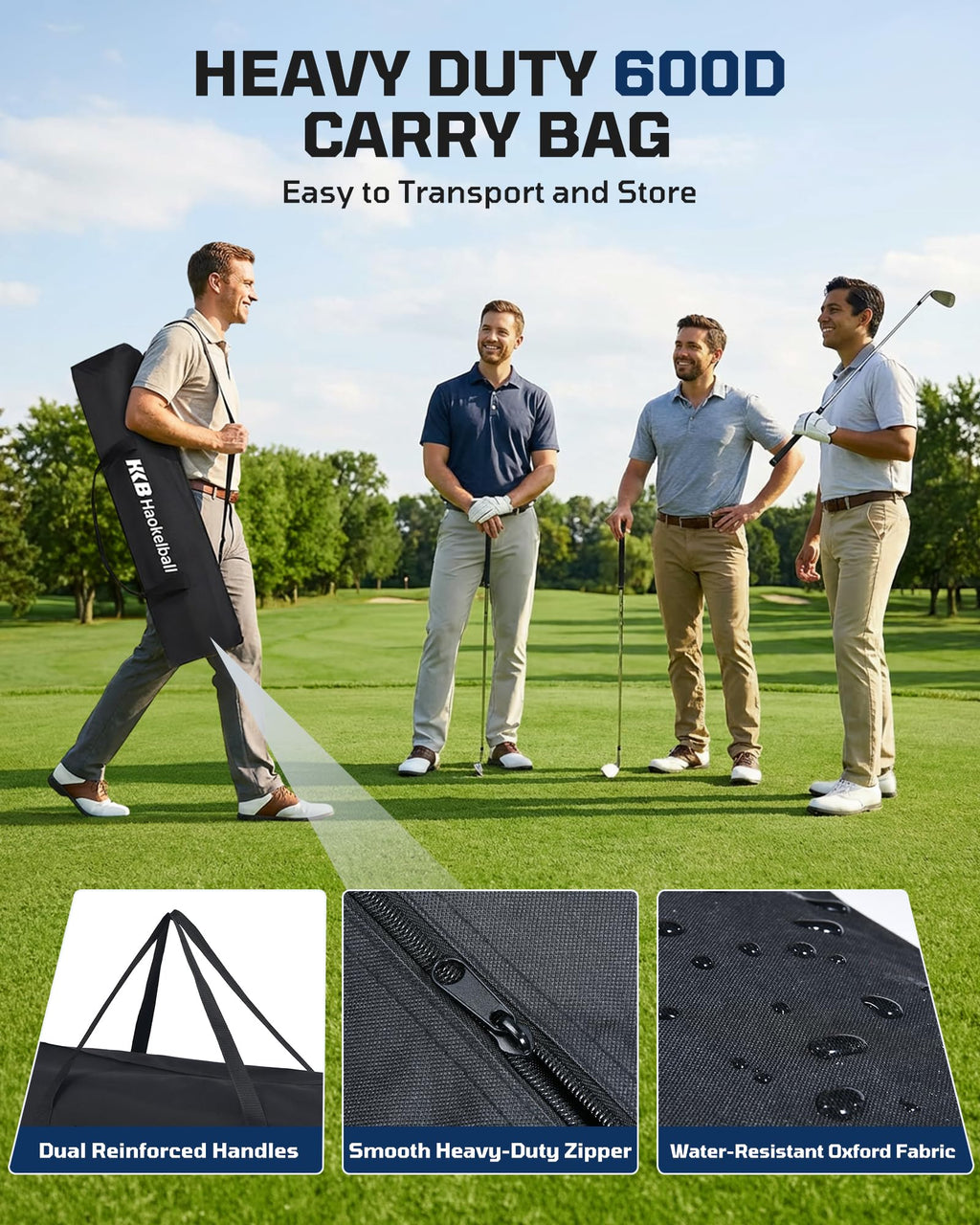 Haokelball Golf Hitting Net for Driving Real Balls, Indoor Chipping Practice Swing Training Nets with Side Barriers Impact Target, 10x8ft Heavy Duty Netting with Carry Bag for Backyard Outdoor Use