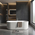 67" Acrylic Freestanding Bathtub, Modern Soaking Tub with Matte Drain and Overflow, Ergonomic Deep Design, Double-Walled Insulation, CUPC Certified, Easy Clean, Slip-Resistant, Gloss White