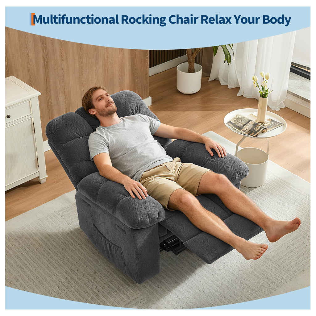 Garvee Manual Recliner Chair,Ergonomic Overstuffed Breathable Fabric Reclining Chair with Side Pockets,q235 Steel Frame Lazy Boy Recliner Single Sofa for Living Room Bedroom