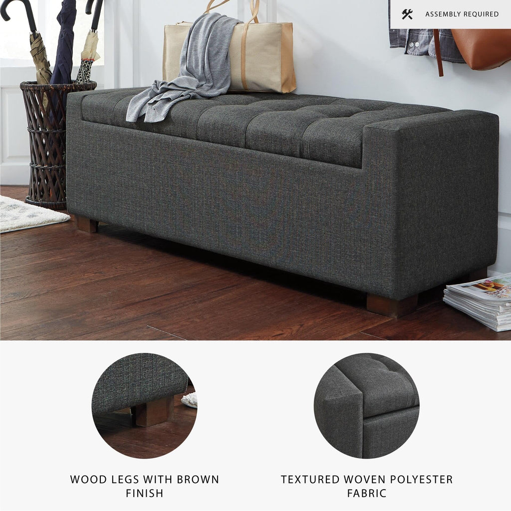 Signature Design by Ashley Cortwell Ottoman Tufted Entryway Storage Bench, Charcoal Gray