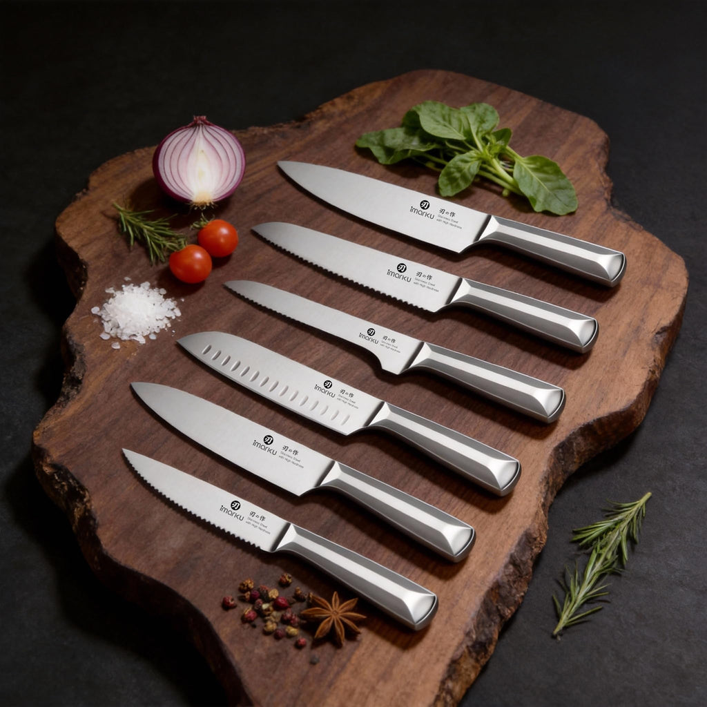 imarku Knife Set, Kitchen Knife Set with Block & Sharpener, 16PCS Japanese High Carbon Stainless Steel Ultra Sharp Knife Block Set, Ergonomic Non-Slip Handle, Dishwasher Safe, Perfect Gifts