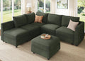 HONBAY Modular Sectional Sleeper Sofa Green Couch L Shaped Sectional Sofa with Storage, Convertible Couches for Living Room - Green