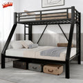ATOPCORP Heavy-Duty Metal Twin XL Over Queen Bunk Bed with 2 Ladders,Higher Quality Metal Bunk Bed Queen Size for Boys Girls Teens Adults,No Box Spring Needed,Weight Capacity 600LBS (Black)