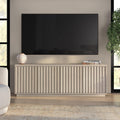 Henn&Hart Fluted TV Stand for TVs up to 75'' 2 Ribbed Storage Cabinets and Adjustable Shelves for Living Room, Family Room, or Office, Alder White