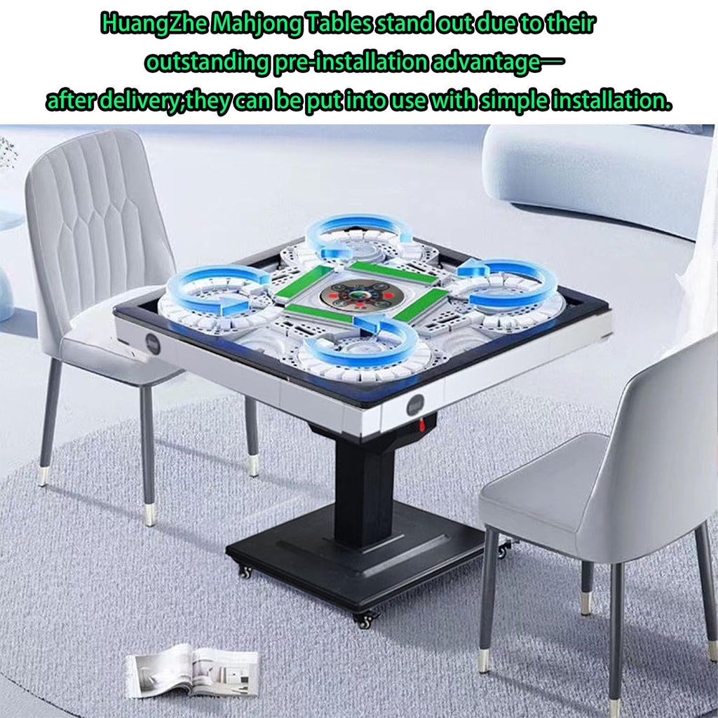 HUANGZHE 2026 Automatic Mahjong Table for Americans/Chinese/Taiwanese/Filipino,Rules - Ultra-Thin Foldable Mahjong Table shuffler Choice of 100,000+ Households, 42mm Tiles Set