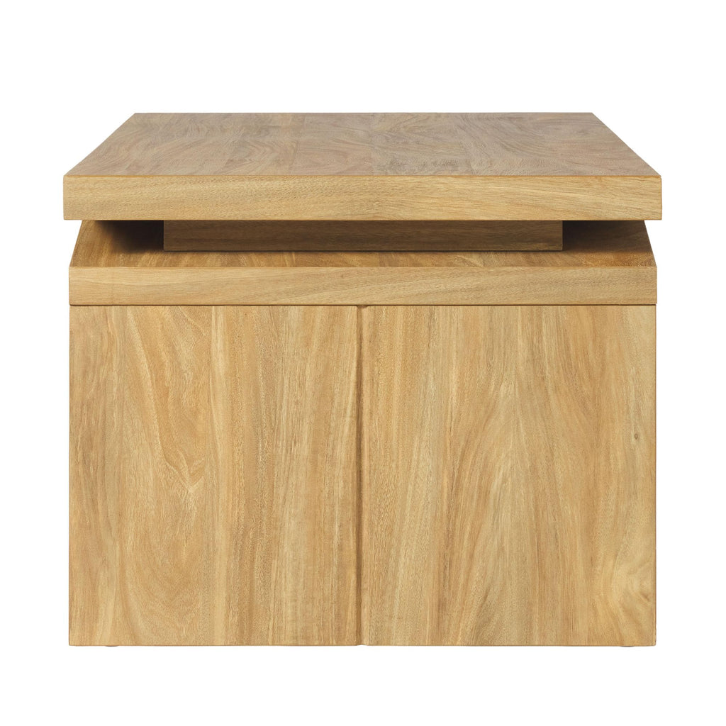 Walker Edison Booker Modern Easy Assembly Split-Top Coffee Table, 47 Inch, Heritage Oak