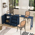 Merax Modern Wood Buffet Storgae Cabinet with Extendable Table, Buffet Coffee Bar Sideboard w/ 2 Doors and 3 Drawers for Living Room Dinning Room Kitchen Navy Blue