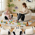 Giant Bean Bag Chair for Adults Kids, 2 PCS Large Bean Chairs with Filler, Panda Design Floor Chairs, Plush Lazy Sofa with Faux Rabbit Fur Cover, Faux Fur Cover, Adult Bean Bag Couches for Bedroom