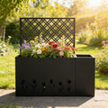 Pasirou 2-Piece Metal Planter Box with Trellis- 23.6in Depth Raised Garden Bed for Outdoor Indoor Use, Galvanized Steel Flower Planter with Drainage Holes