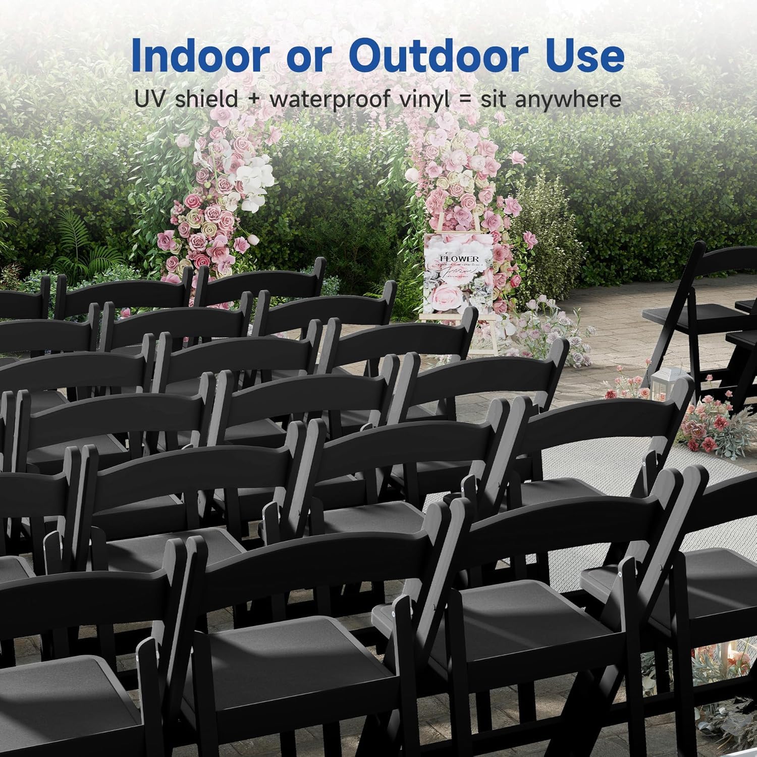 Stackable Black Resin Folding Chairs - 12 Pack, Lightweight with Padded Seats, 800lb Capacity, Ideal for Indoor/Outdoor Events, Comfortable & Portable Seating Black 4 Pack (Black, 2)