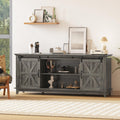 GarveeLife 66 in Farmhouse Sideboard Buffet Cabinet with Power Outlets, Entertainment Center with Sliding Barn Door & Large Storage Cabinets w/Adjustable Shelf, 28 in Tall TV Media Console, Dark Grey