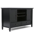SIMPLIHOME Warm Shaker TV Stand - 47 inch Wide Solid Wood Media Console in Black, Transitional Entertainment Center for TVs up to 50 Inches with 2 Cabinets, 2 Drawers, and Cord Management