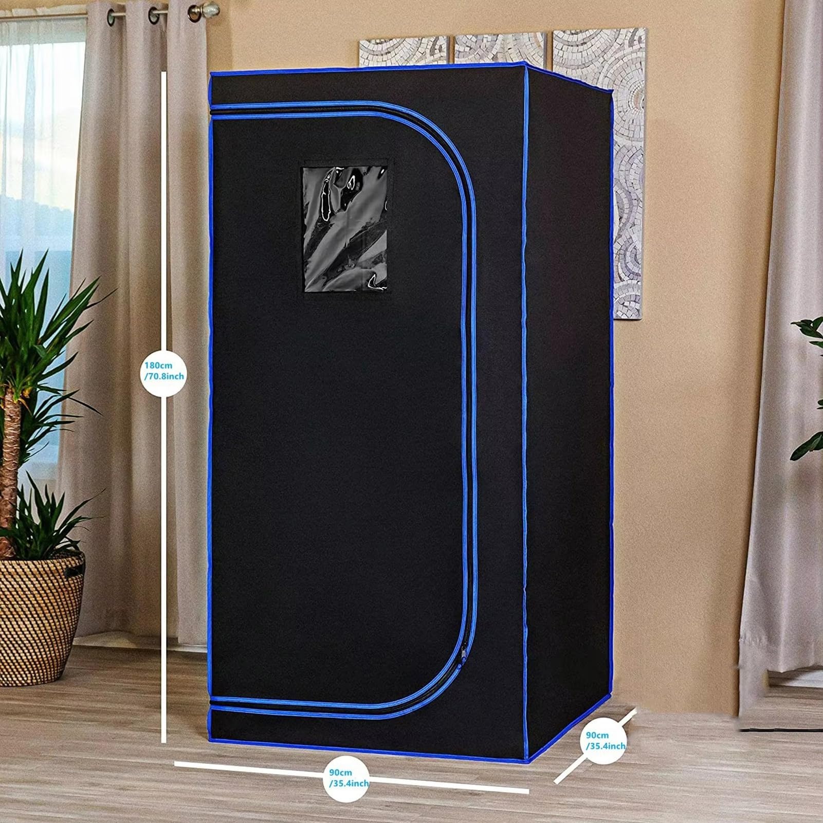 YXKJZHF Full Size Portable Steam Sauna Tent,One Person Indoor Sauna Box for Indoor Home Spa, with Remote Control, Foldable Chair