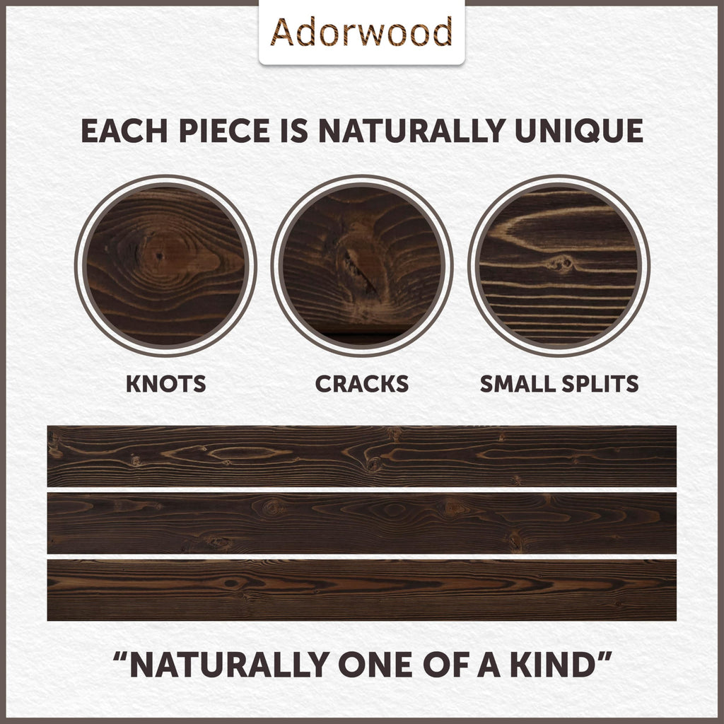 Adorwood Handmade Fireplace Mantel Shelf, Extra Wide Rustic Wood Mantles for Over Fireplace, Wall Mounted Floating Mantel Shelves for Living Room Decor (Dark Walnut, 60 inches)