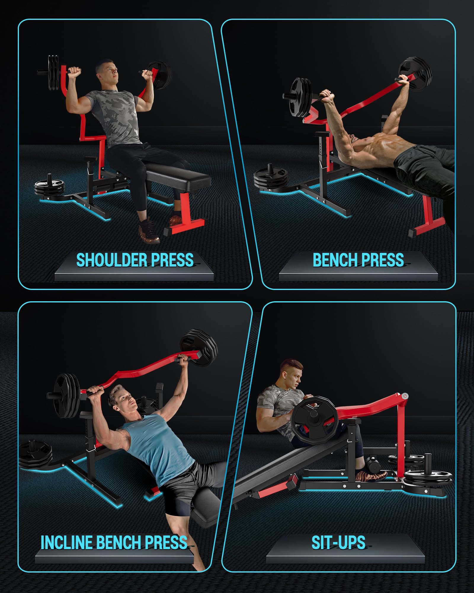 Chest Press Machine for Home Gym, 1250LBS Multi-Functional Bench Press Machine with Independent Converging Arms, Adjustable Flat & Incline Bench for Full Body Strength Training
