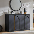 ACCOHOHO Arched Dresser for Bedroom with 6 Drawers, 47.3" Wide Modern Chest of Drawers with Rounded Edge & Metal Handles, Wood Storage Closet Dressers TV Stand for Living Room, Hallway, Black