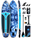 AISUNSS 11'6''x35'' Super Wide Inflatable Paddle Board, 450lb Capacity Premium Stable SUP Board for 2+1 People/Family w/100L Backpack, Dual-Action Pump, Safety Leash (Blue Sea)