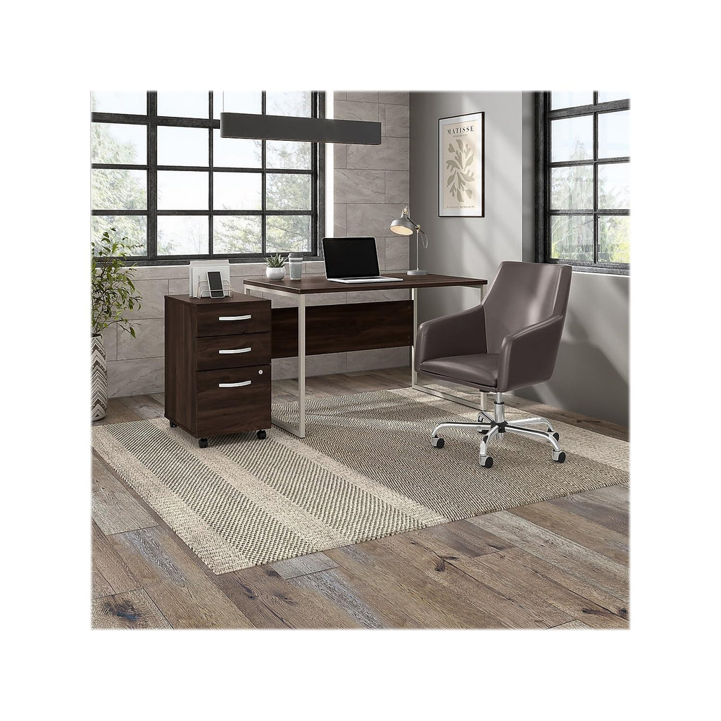 Bush Business Furniture Hybrid 3 Drawer Mobile File Cabinet-Assembled, Black Walnut