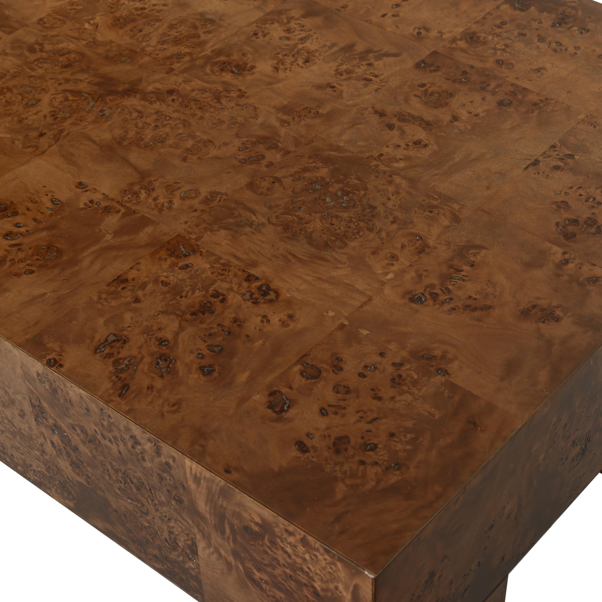 SAFAVIEH Couture Collection – Betharose Walnut Burl Wood Coffee Table, Modern Rectangular Living Room Centerpiece (SFV2220A)