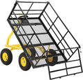 1500Lbs Steel Mesh Garden Cart, Heavy-Duty Utility Wagon with Removable Sides, Outdoor Wagon with Rubber Tire and Handle for Gardening Soil, Tools and Plant Transport(Green)