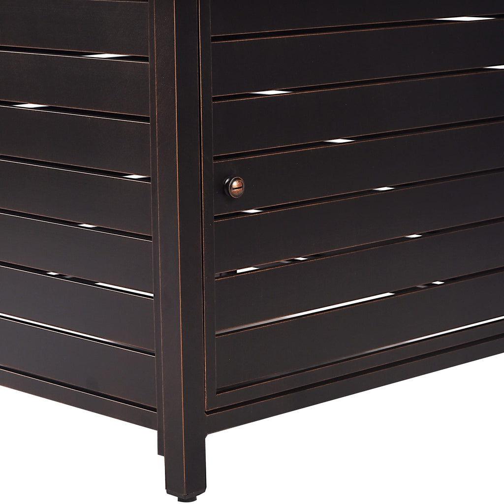 Oakland Living Square 42 in. x 42 in. Aluminum Propane Fire Pit Table with Glass Beads, Two Covers, Lid, 57,000 BTUs in Copper Finish, Black