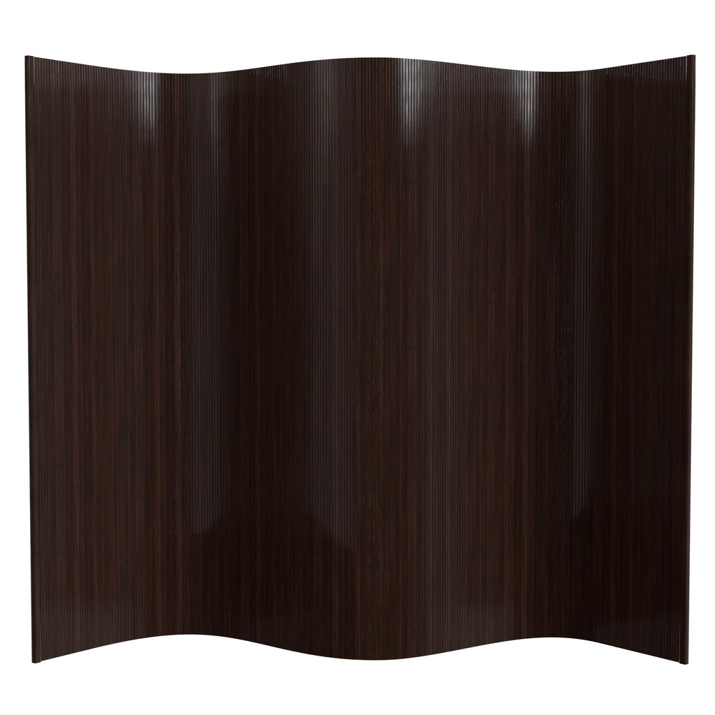Red Lantern 6 ft. Tall Bamboo Wave Screen - Dark Mocha