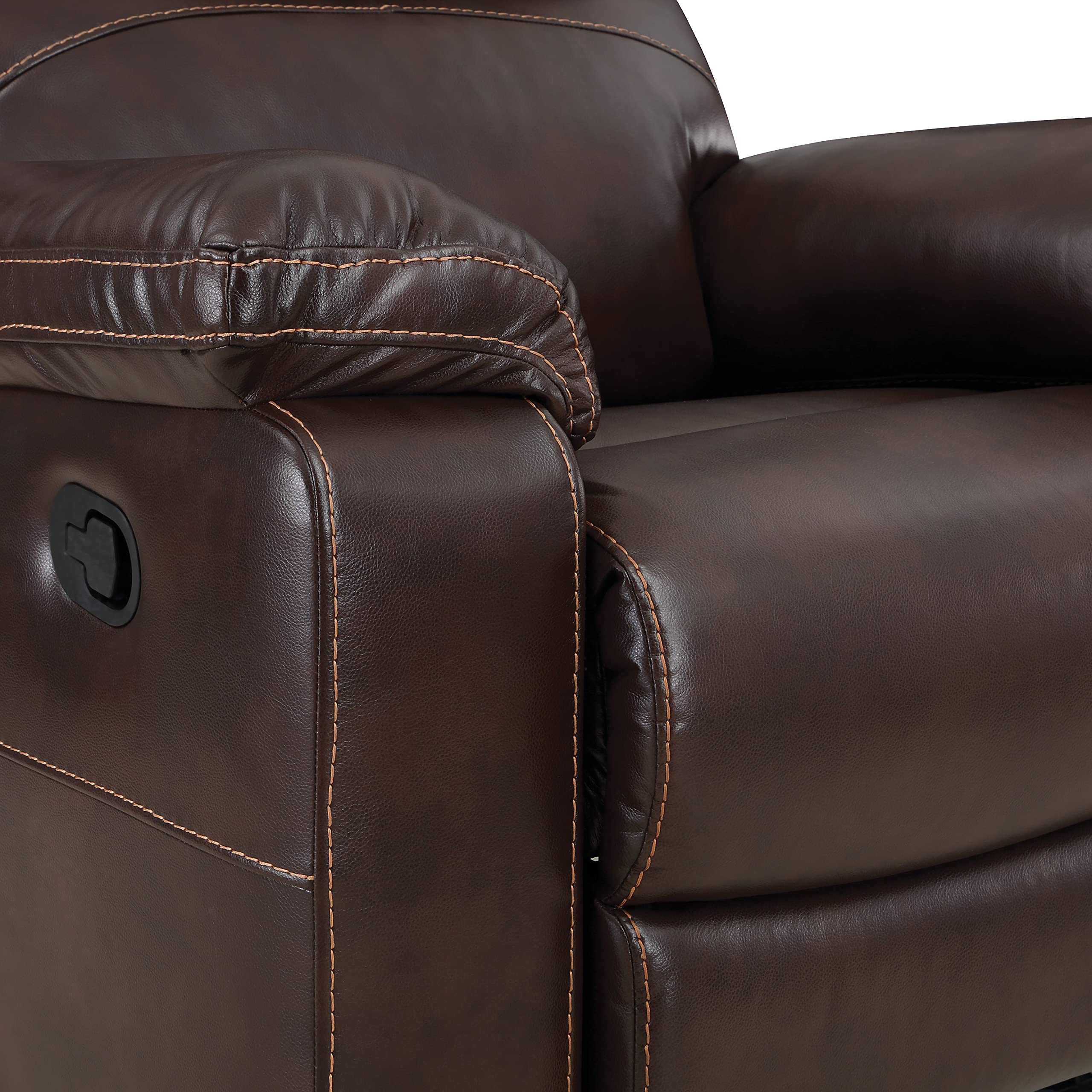 OSP Home Furnishings Bryson Ultra Soft Faux Leather Recliner with Premium Plush Padding and Manual Recline, Espresso