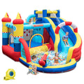OLAKIDS Inflatable Water Slides, Nautical Themed Bouncy House with Slide, Splash Pool, Climbing Wall, Water Gun, Outdoor Jumping Castle with Hose, Carry Bag, Repairing Kit, Stakes