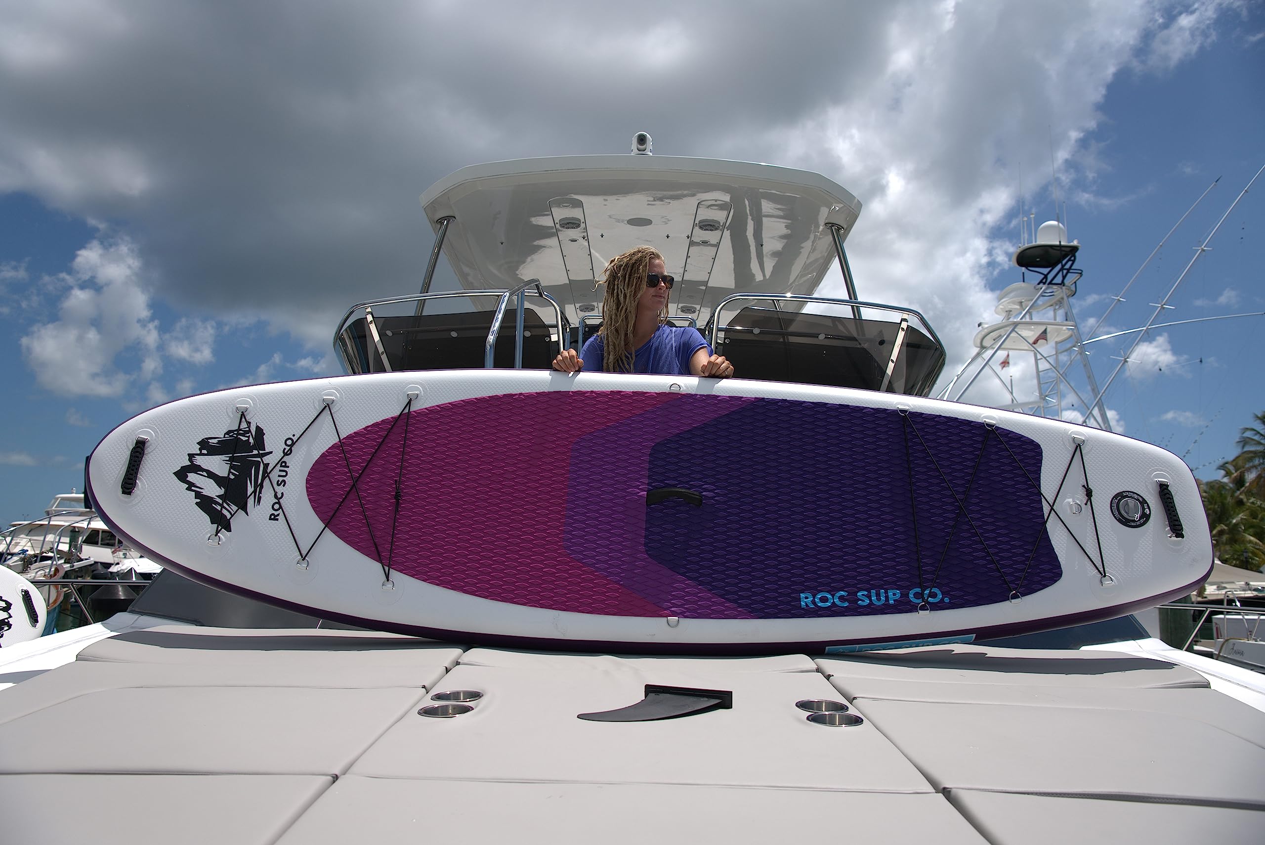 Roc Inflatable Stand Up Paddle Board 10' 6" with Premium SUP Paddle Board Accessories, Wide Stable Design, Non-Slip Comfort Deck for Youth & Adults (Violet W/Kayak Seat)