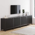 Nathan James Jasper Modern Sideboard, TV Stand with Fluted Doors, Accent Storage for Kitchen or Living Room, Black Oak, Set of 4