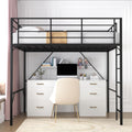 Realhotan 75Inch Full Loft Bed with Ladder and High Guardrail, No Box Spring Required,Space-Saving,No Sagging Metal Slat Support Heavy Duty Bedframe, Black