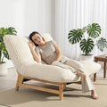 Vipuno Corduroy Bean Bag Chair for Adults, Comfy Accent Chair for Living Room, Armless Lazy Sofa with Back Support, Ergonomic Floor Lounge Chair for Bedroom, Single Seat, Off White