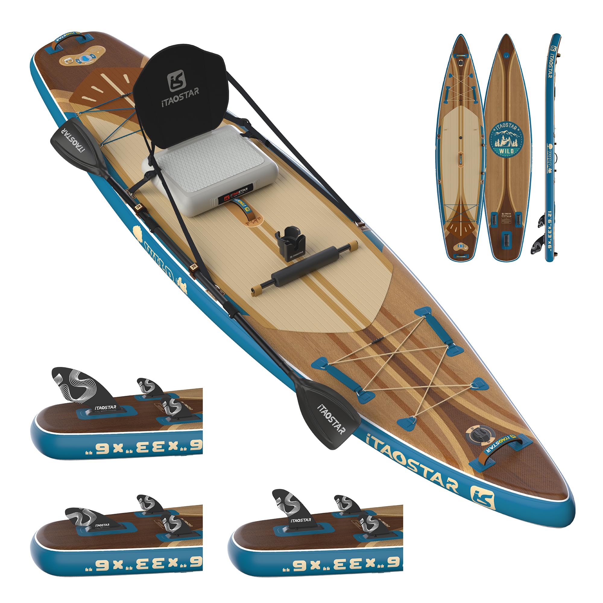 iTAOSTAR W02B 33" Inflatable Paddle Board with Seat, More Fun Inflatable Paddleboard with 5 Fins for Better Balance, Stand Up Paddle Board with Premium SUP Accessories for Adults of All Skill Levels