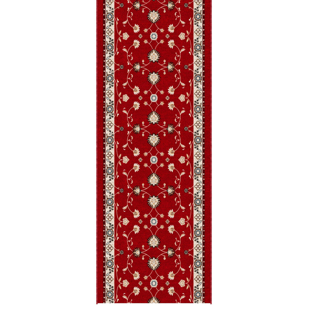 Ottomanson Aisle Runner Rug 2'7" x 50' – Soft Non-Slip Rug, Low Pile Carpet for Hallways, Events, Churches & Extra-Long Indoor Spaces, Mahal Red