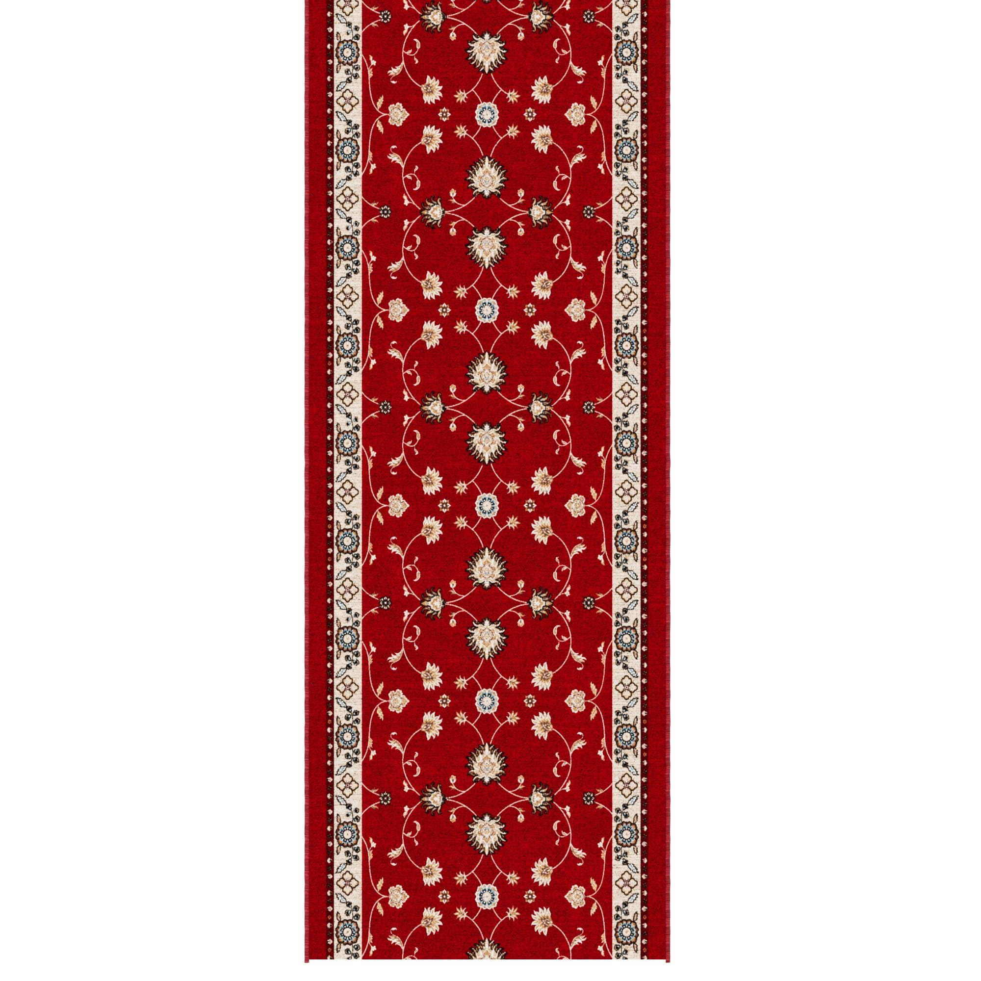 Ottomanson Aisle Runner Rug 2'7" x 50' – Soft Non-Slip Rug, Low Pile Carpet for Hallways, Events, Churches & Extra-Long Indoor Spaces, Mahal Red