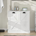 agnixnaf Two-Compartment Tilt-Out Laundry Sorter Cabinet with Removable Cloth Bags,Laundry Room Organization,UV Painting Cabinet for Laundry Room,Bathroom,Utility Room-White