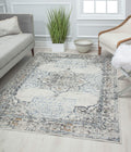 Rugs America Prescott PS35C White Bay Blossom Transitional Vintage 8x10 Area Rug, 8'0"X10'0"