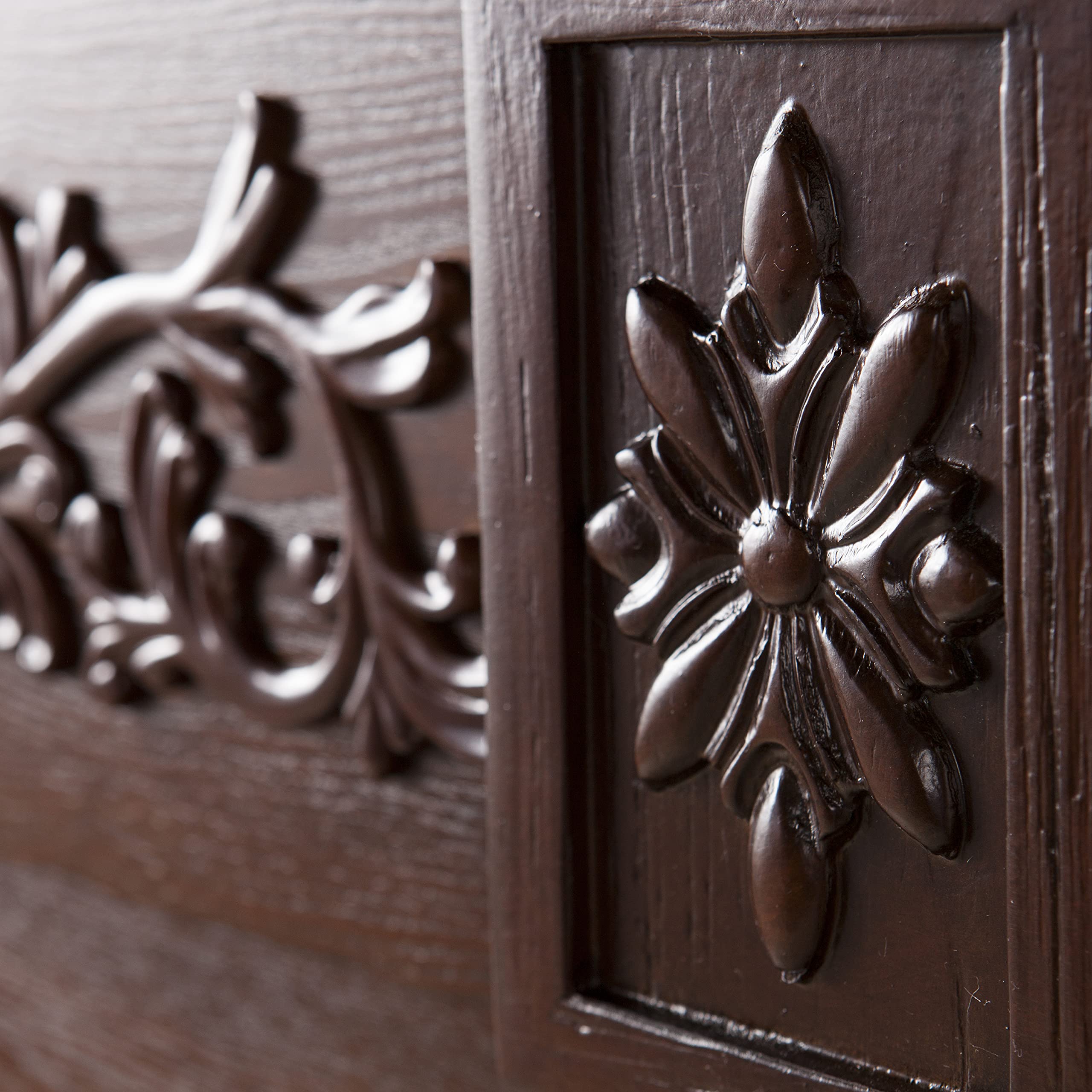 SEI Furniture Calvert Electric Carved Floral Trim 44" Fireplace, Espresso (AMZ8729EF)